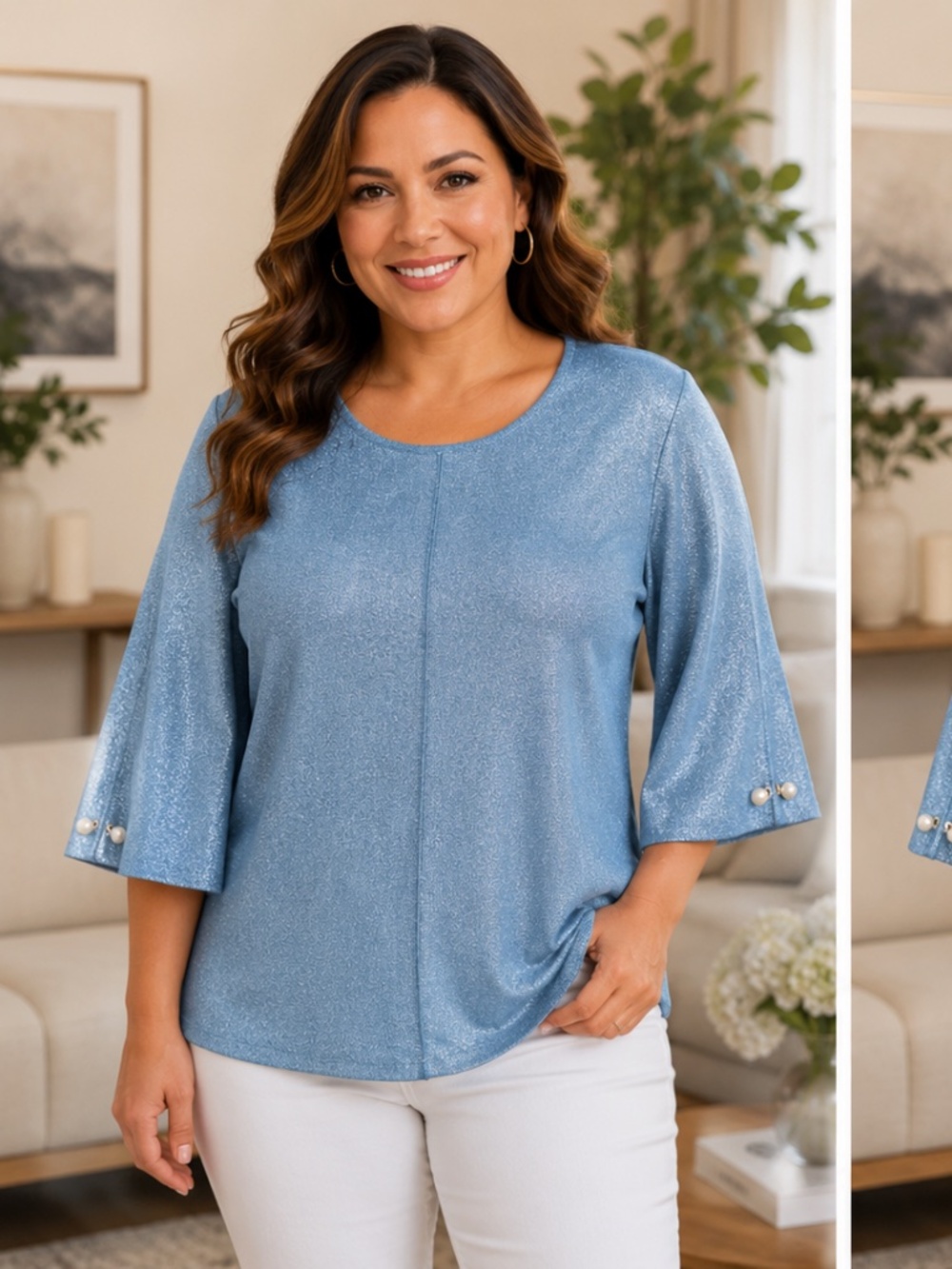 Vila Milano Women's Blue 3/4 Sleeves Sweater Size XL